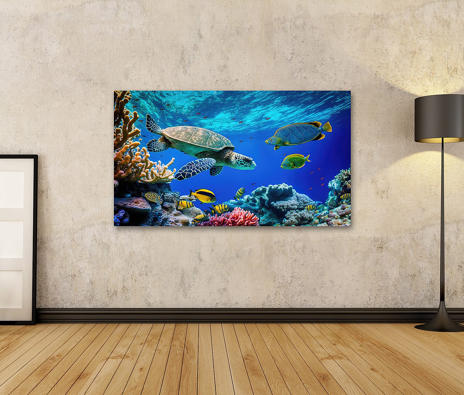 islandburner Leinwandbild Korallenriff Wilde Seeschildkröte Fisch günstig online kaufen