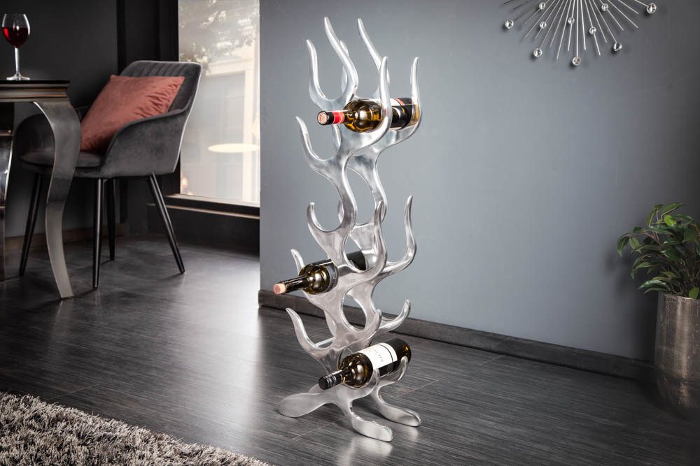 riess-ambiente Weinregal FLAME 93cm silber, Metall · Flaschenregal · Modern Design · für 9 Flaschen