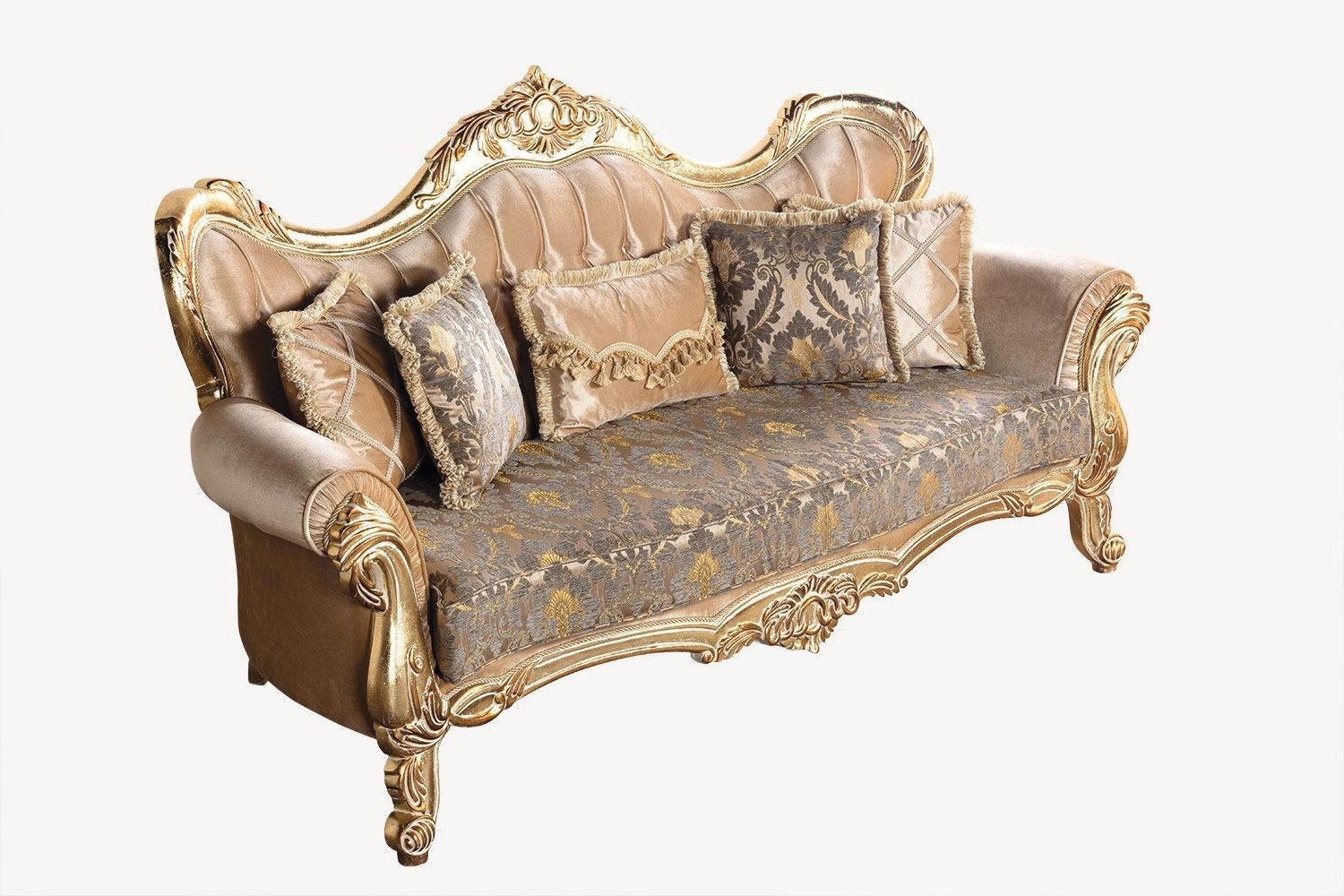 Xlmoebel 3-Sitzer Chesterfield Barock Sofa aus Stoff in Gold, 1 Teile, Made in Europa