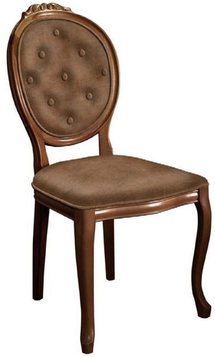 Casa Padrino Esszimmerstuhl Barock Esszimmerstuhl - - Set Stühle im Barock Braun Möbel Esszimmer Barockstil Küchen 6 Handgefertigte
