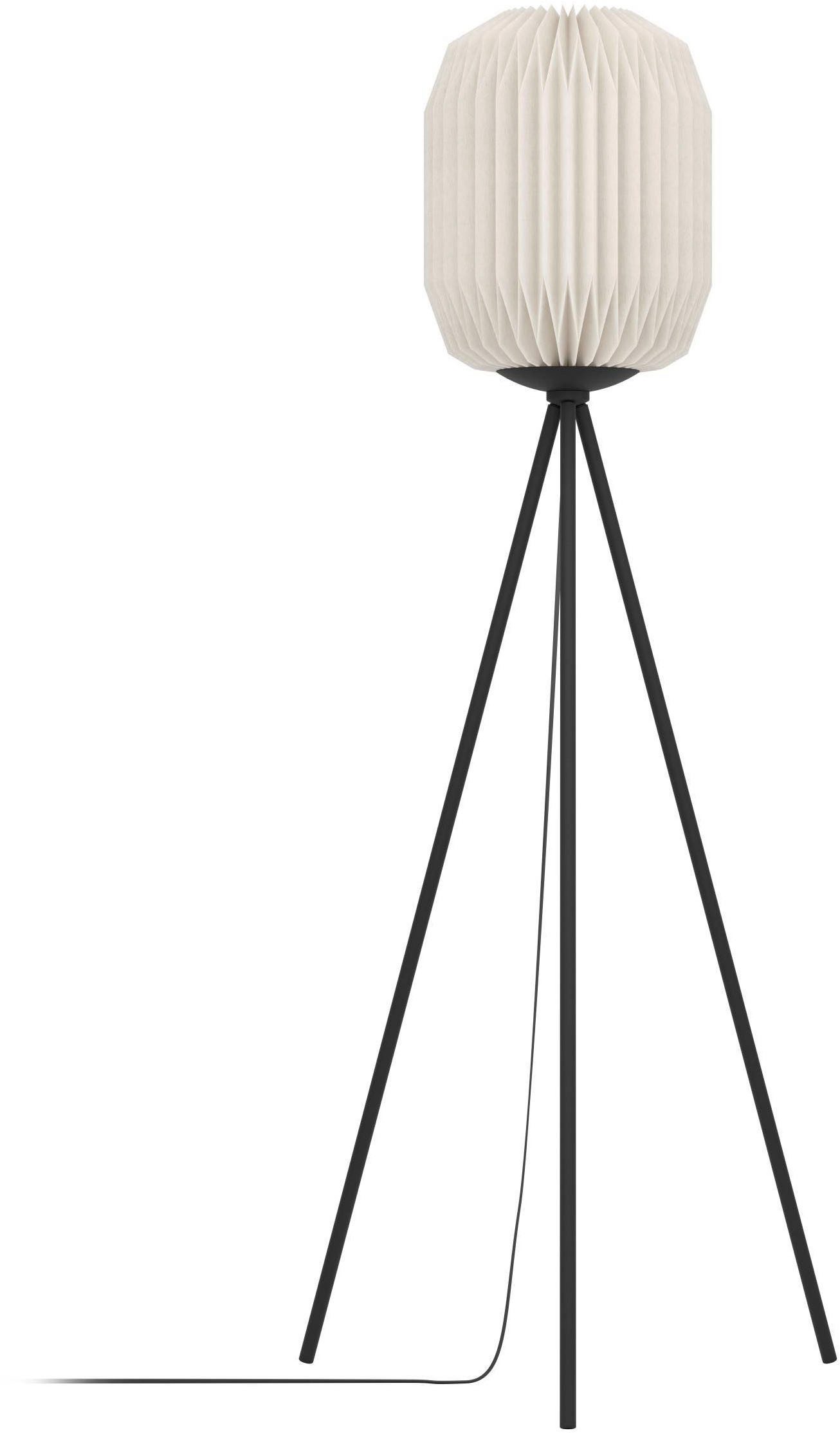 EGLO Stehlampe Belgrave Stehlampe japanisch, aus Metall und Papier, Dreibein Lampe, Ein-/Ausschalter, ohne Leuchtmittel, Stehleuchte - H141,5 x Ø30 cm - schwarz - 1X60W exkl.