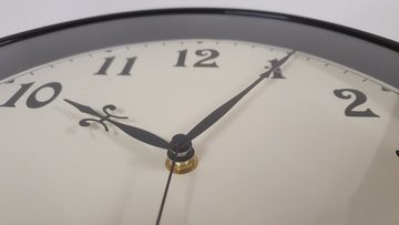 QLT Wanduhr Wanduhr Vintage Uhr Lilia Metallgehäuse 30cm schwarz geräuscharm creme (analog 30 cm)