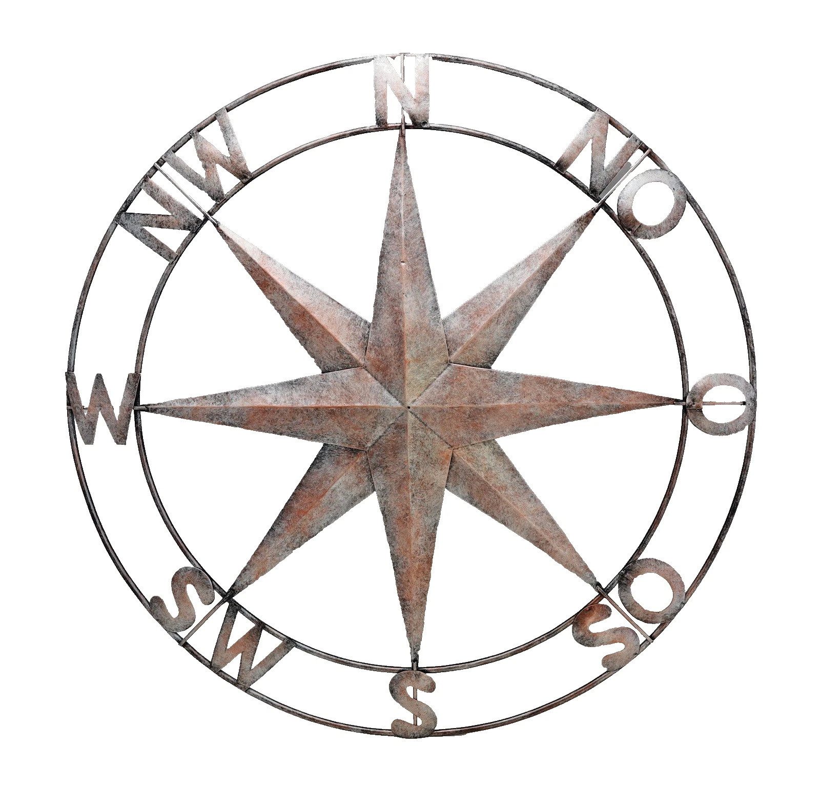 Kaufhaus le petit Wanddekoobjekt Wanddeko Kompass Metall Windrose Maritim Wandbild Skulptur Stern Figur, Wanddeko, Dekofigur Dekoskulptur Dekoobjekt Dekohänger