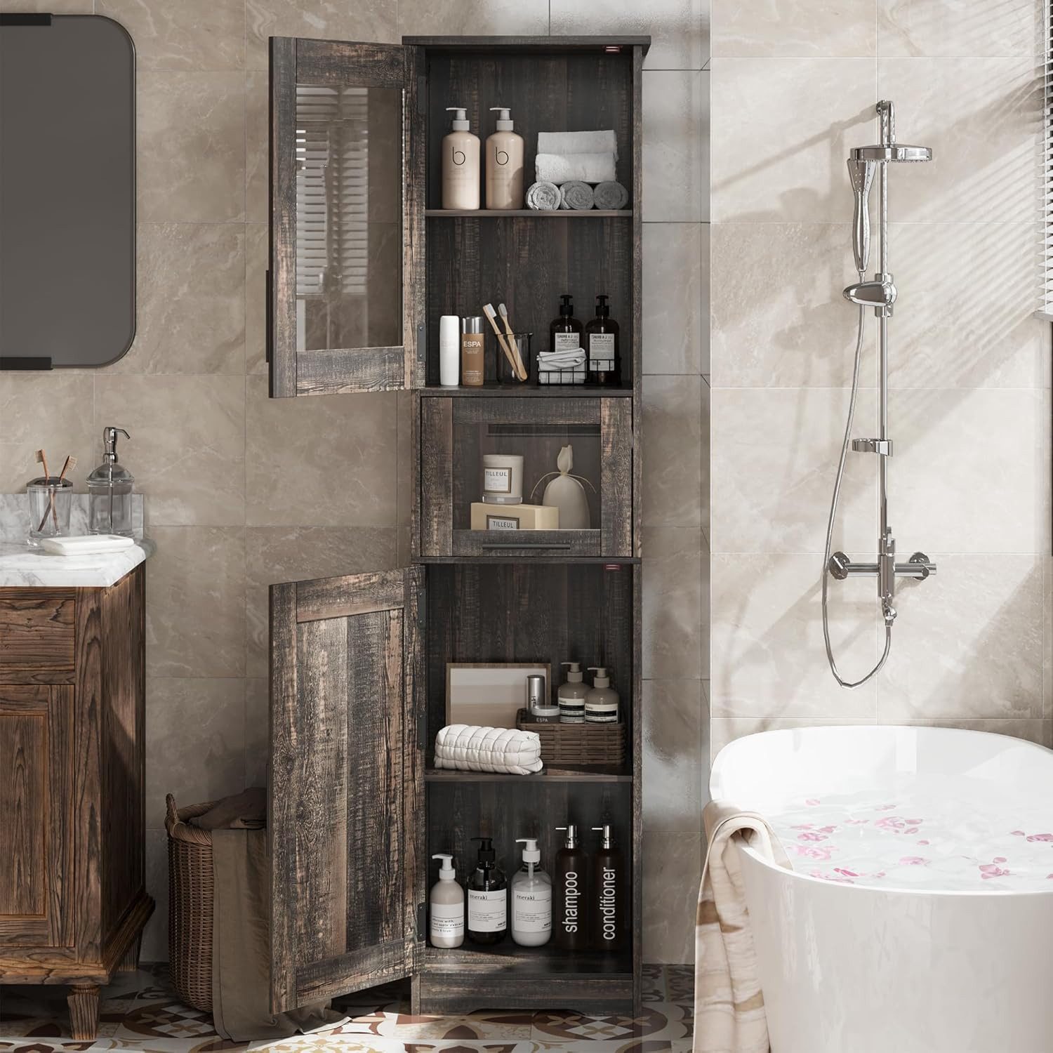 GarveeMore Hochschrank 170cm Badezimmerschrank - Badschrank günstig online kaufen