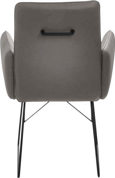 K+W Komfort & Wohnen Armlehnstuhl im Metall am (1 Griff schwarz, Drahtkufengestell in Steppung Sitz St), granit Rücken