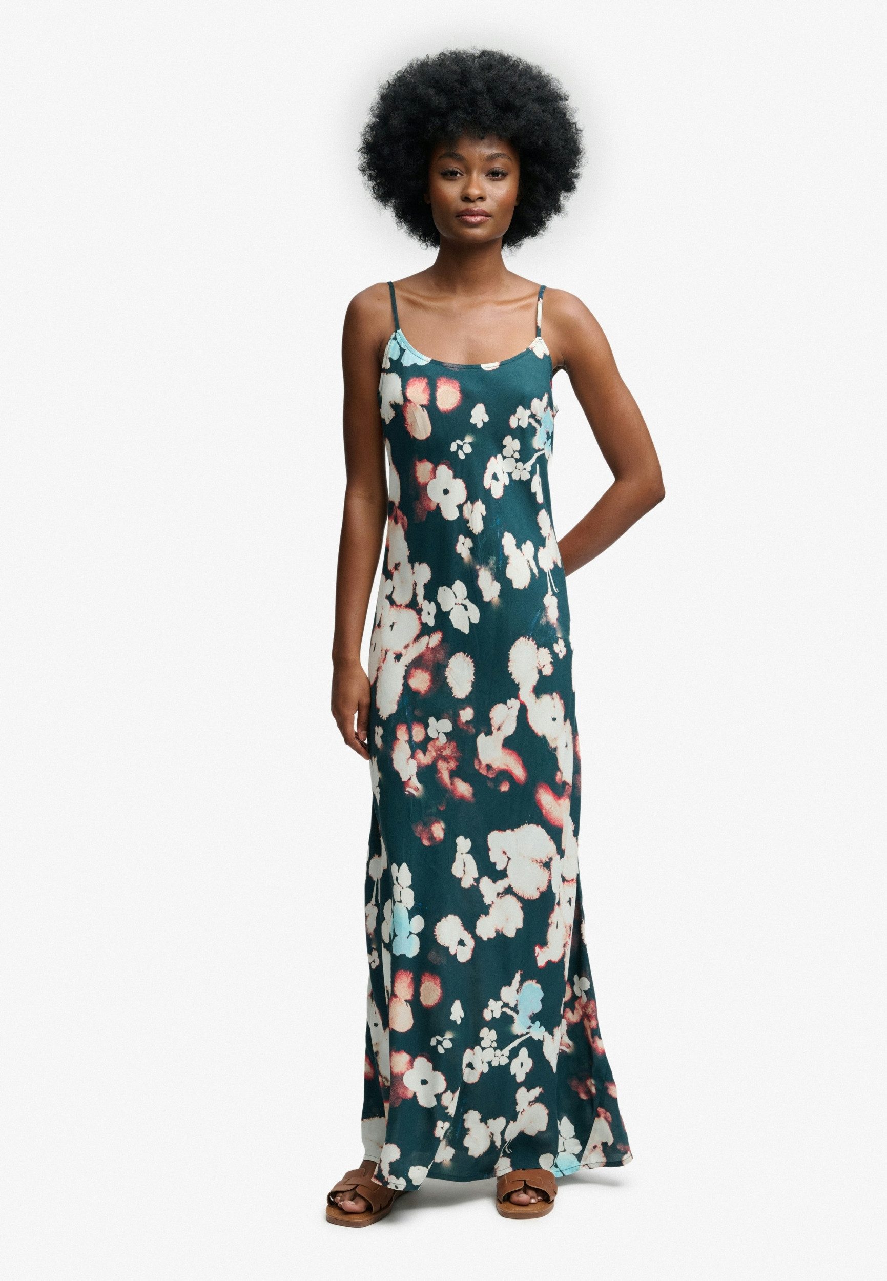 Superdry Midikleid PRINTED MAXI SLIP DRESS Ink Cherry Blossom