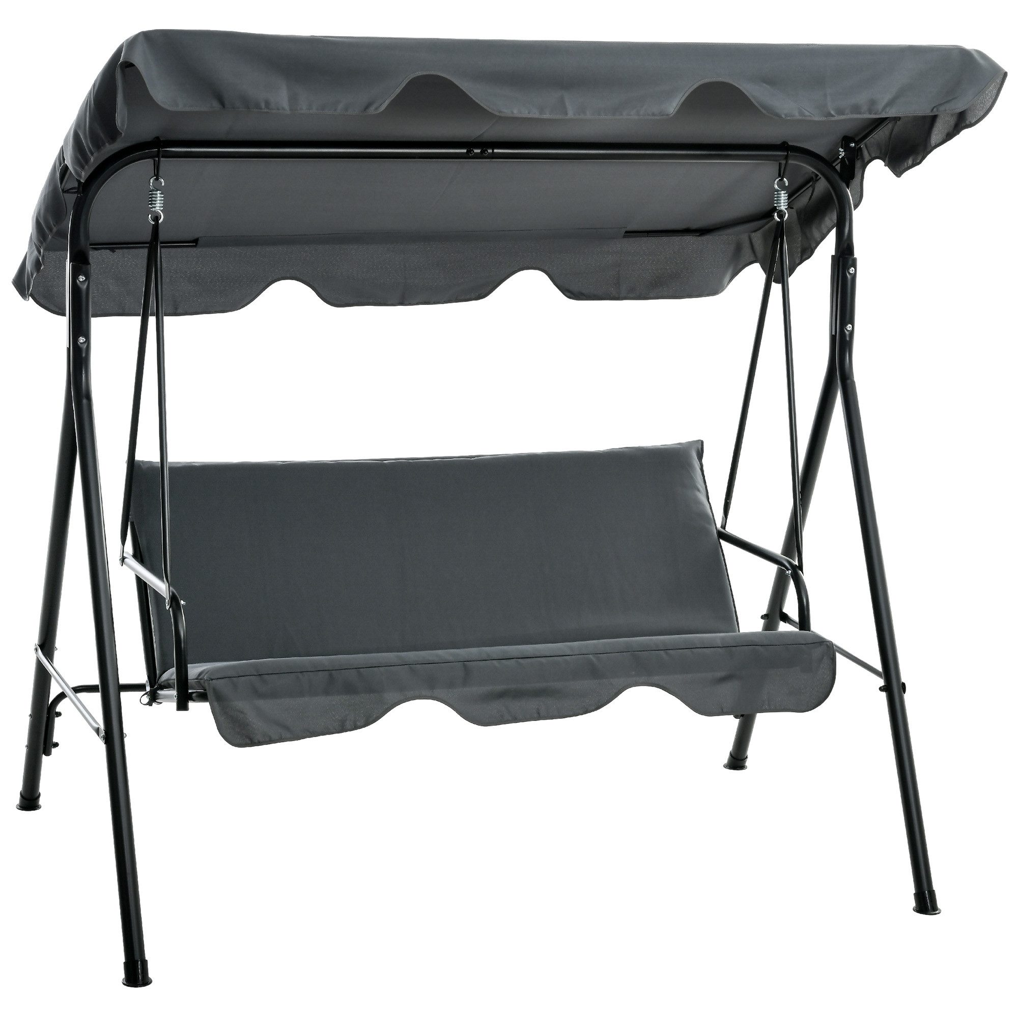 kowdom Hollywoodschaukel 3-Sitzer Gartenschaukel mit Sonnendach, verstellbar, 240 kg, 3-Sitzer, Gartenschaukel, Einzelschaukel mit Kissen, Gartenschaukel, 3-Sitzer, 240 kg Belastbarkeit, verstellbares Dach