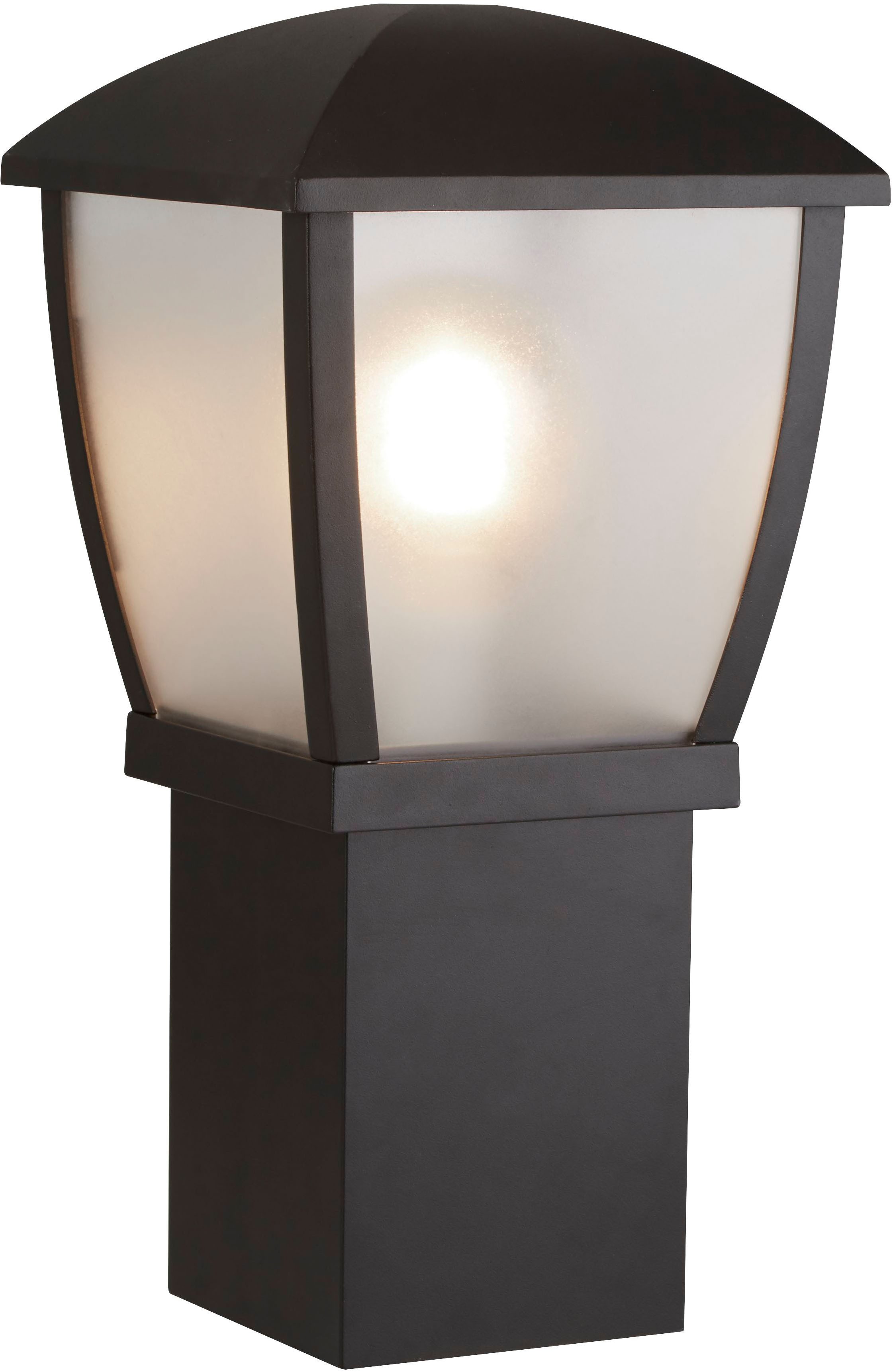 Searchlight Pollerleuchte Seattle Post - Black Metal & Clear Frosted Polycarbonate, Leuchtmittel wechselbar