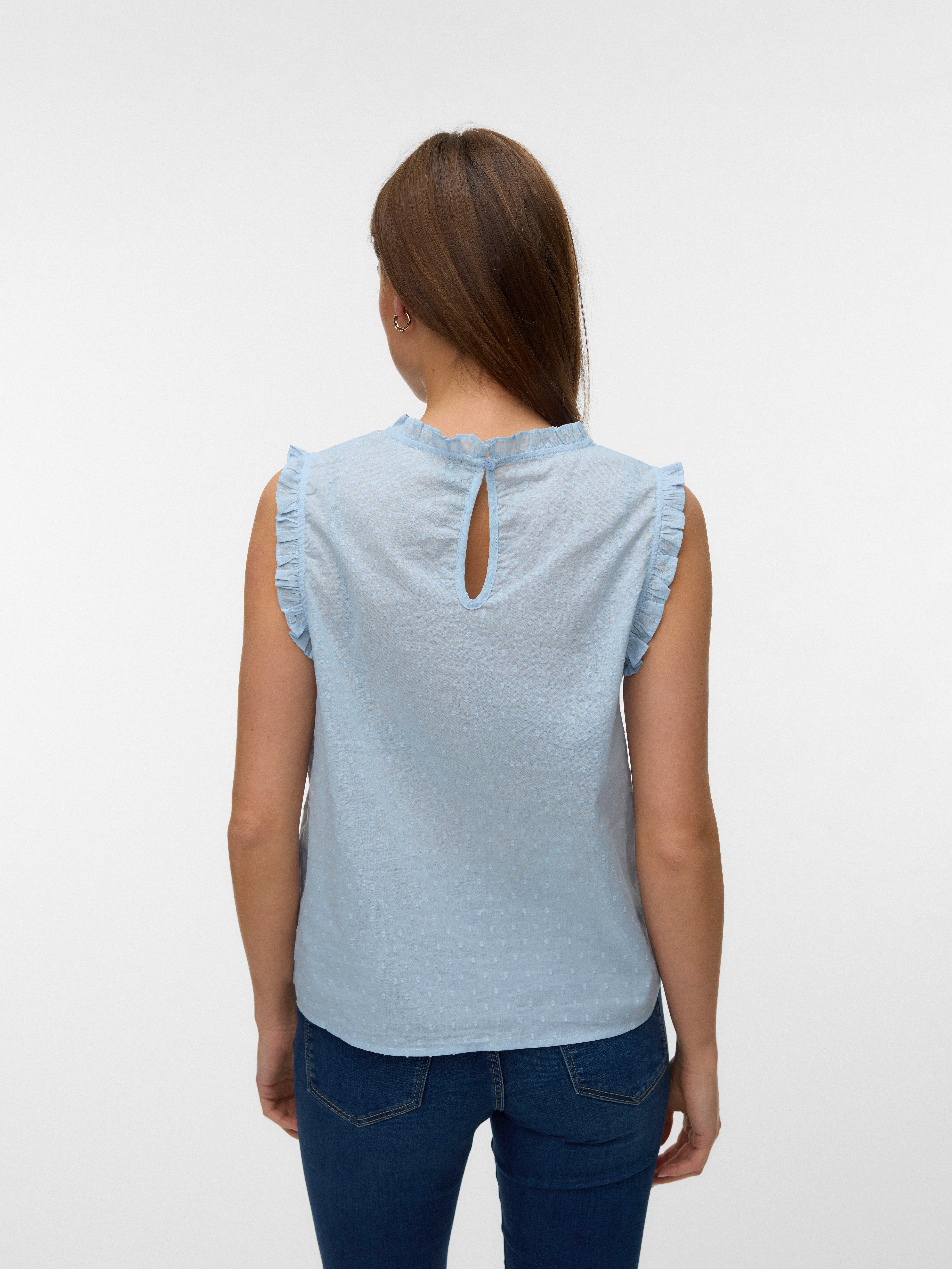 Vero Moda Rüschentop VMTRINE SL TOP WVN NOOS Baumwolle