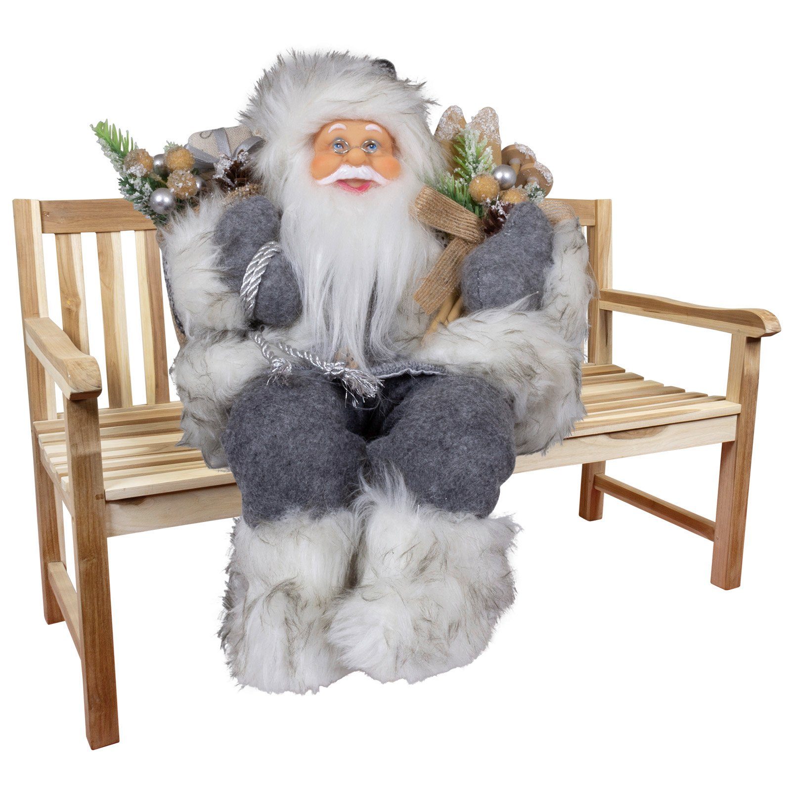 Tinus (Dekofigur Paradise Kantenhocker 45cm 30cm, Weihnachtsdeko), St., 1 zum / Weihnachtsmann sitzend Hinsetzen Christmas grau,