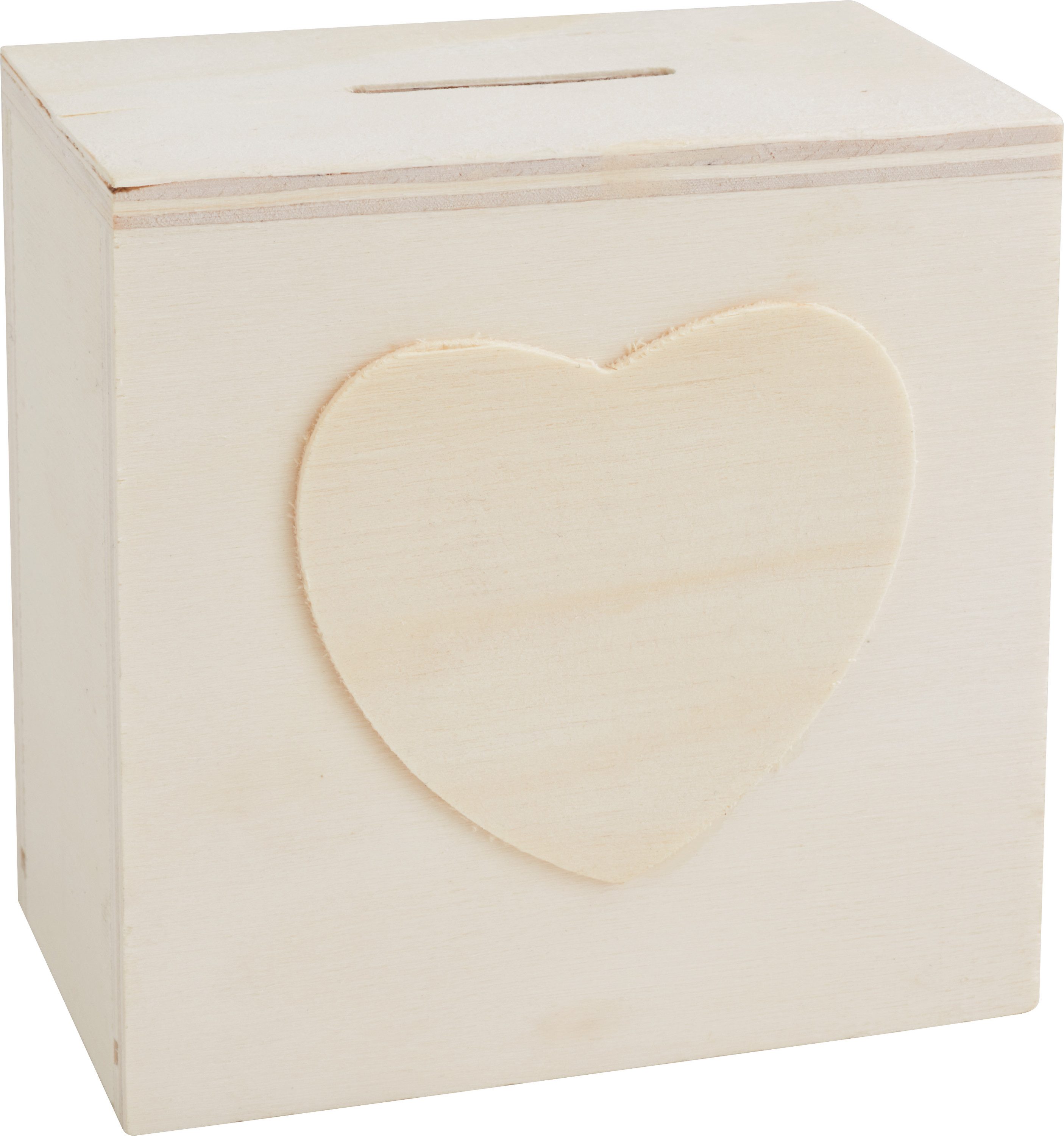 Graine Creative Spardose Würfel mit Herz, Sperrholz günstig online kaufen