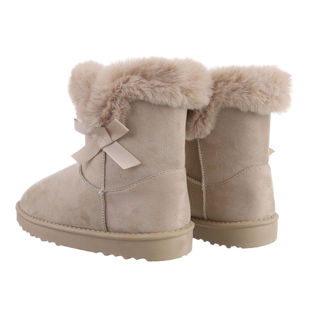 Ital-Design Damen Snowboots Freizeit Snowboots (81440832) Flach Flache Stiefeletten in Beige