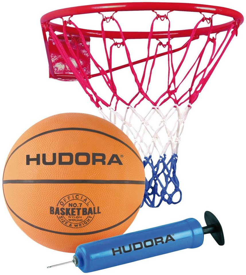 Hudora Basketballkorb Hudora Slam It (Set, 3-St., Basketballkorb mit Ball  und Pumpe), Aus pulverbeschichtetem Stahl-Rohr: Ø 19 mm
