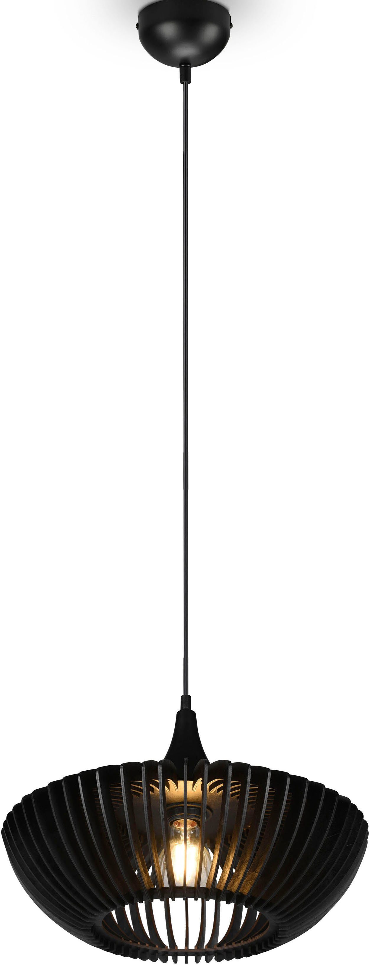 TRIO Leuchten Pendelleuchte Colino, ohne Leuchtmittel, warmweiß - kaltweiß, Hängelampe mit Holzschirm Ø40cm höhenverstellbar bis 150cm, exkl 1xE27