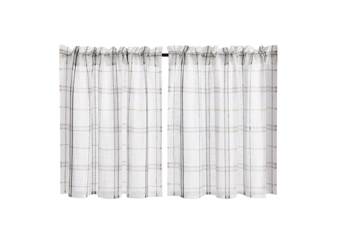 Joyswahl Scheibengardine (2 St), Stangendurchzug, transparent, Leinen Küchengardinen im Landhausstil Kurzstores