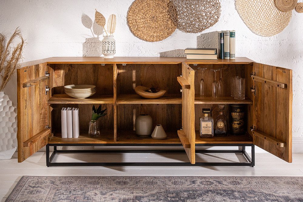 riess-ambiente Sideboard SCORPION 140cm braun, Massivholz · Metall · Kommode · 3D Schnitzereien · Wohnzimmer