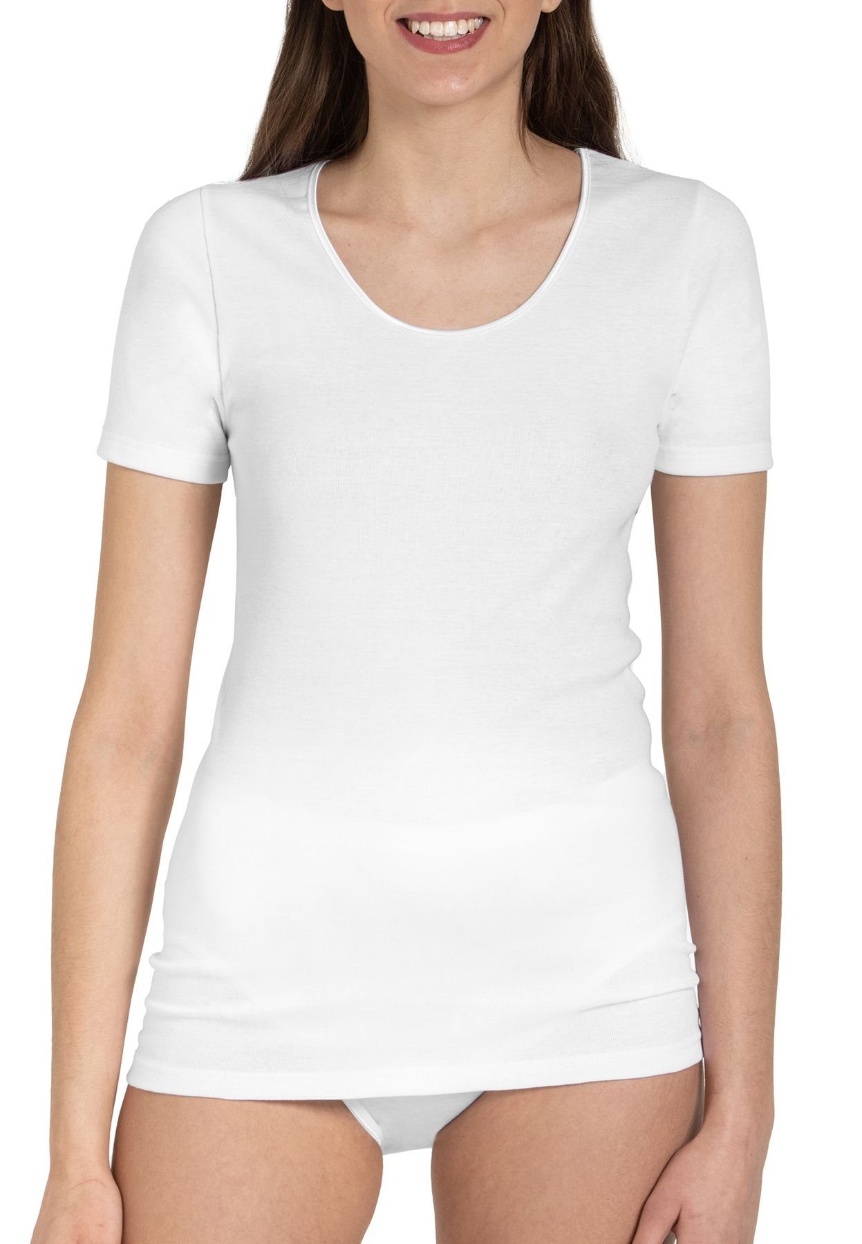 Passform, Optimale Damen Unterhemd Shirt pflegeleicht, 5-St., 1919 5er 66501620-weiss formbeständig, (Packung, Pack) Bodywear hautfreundlich HAASIS