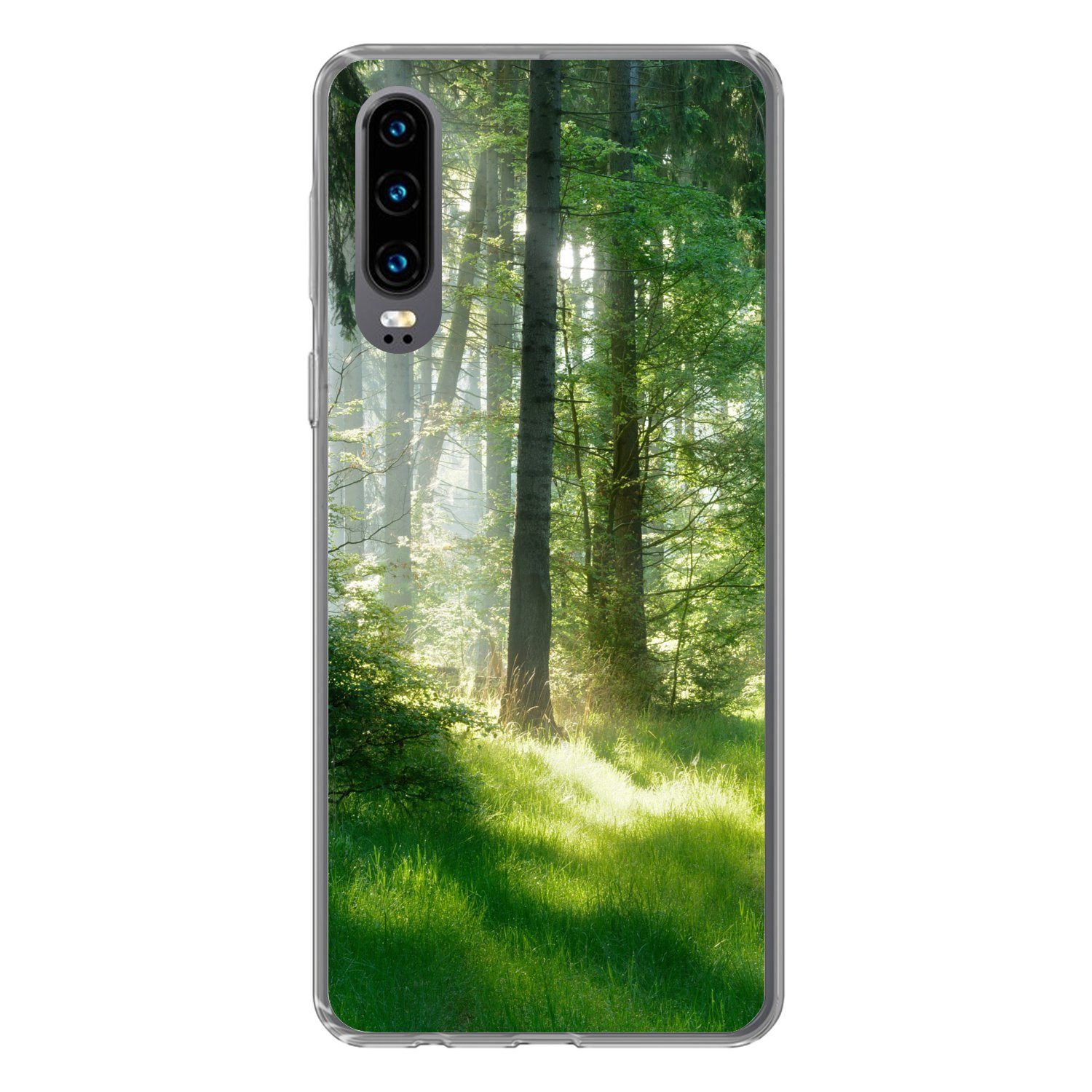MuchoWow Handyhülle für Huawei P30 Natur - Bäume - Wald - Grün - Sonne - Gras - Pflanzen, Handy Case, Silikon, Bumper Case Dünn