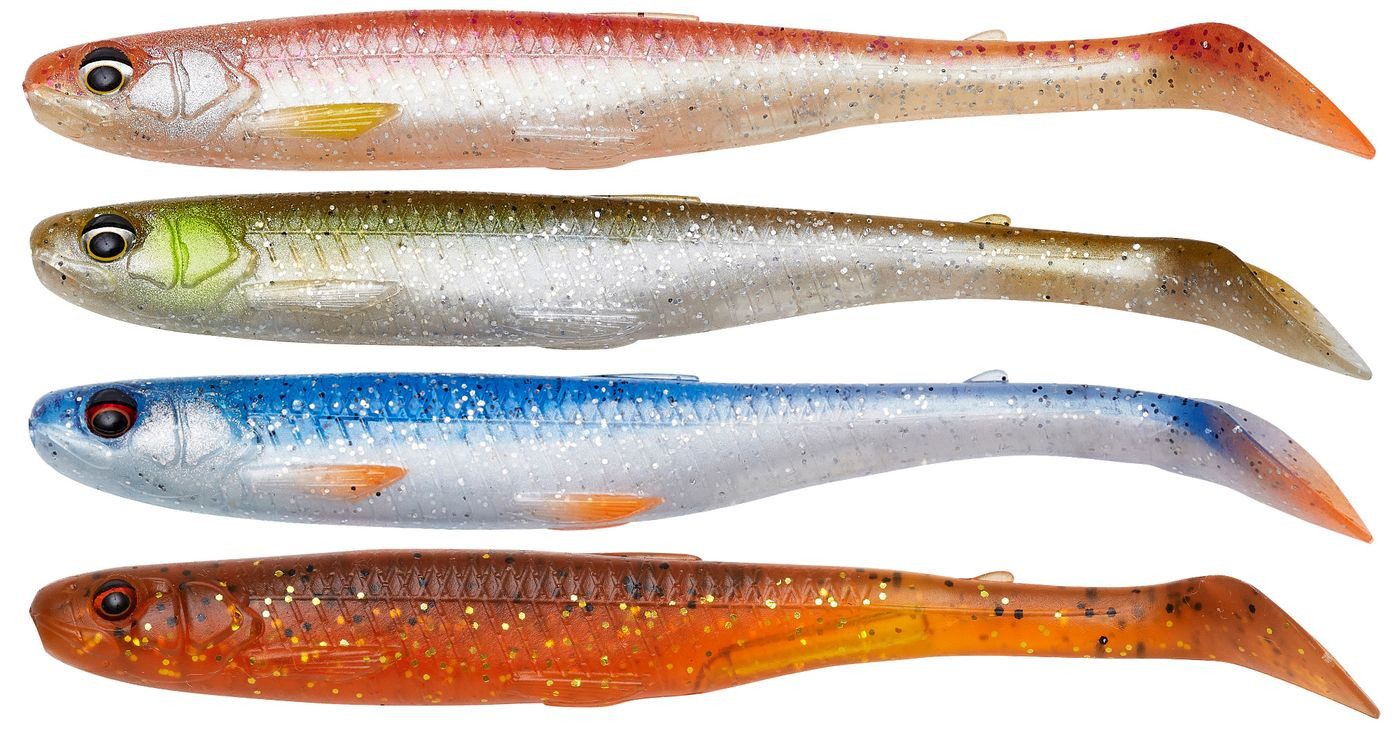Kunstköder Savage Gear Slender Scoop Shad - 4 Gummifische