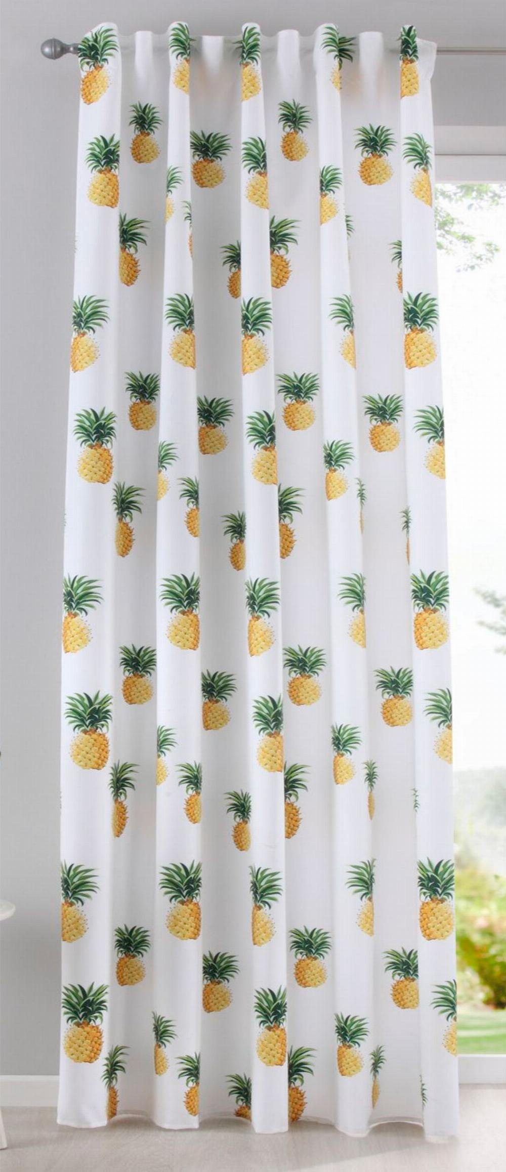 Vorhang, Gardinenbox, verdeckteSchlaufen (1 St), blickdicht, Schal blickdicht Universalband Digitaldruck 20490 Ananas