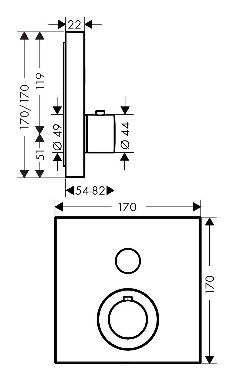 Thumbnail - hansgrohe Unterputzarmatur Axor ShowerSelect Thermostat eckig für 1 Verbraucher Unterputz