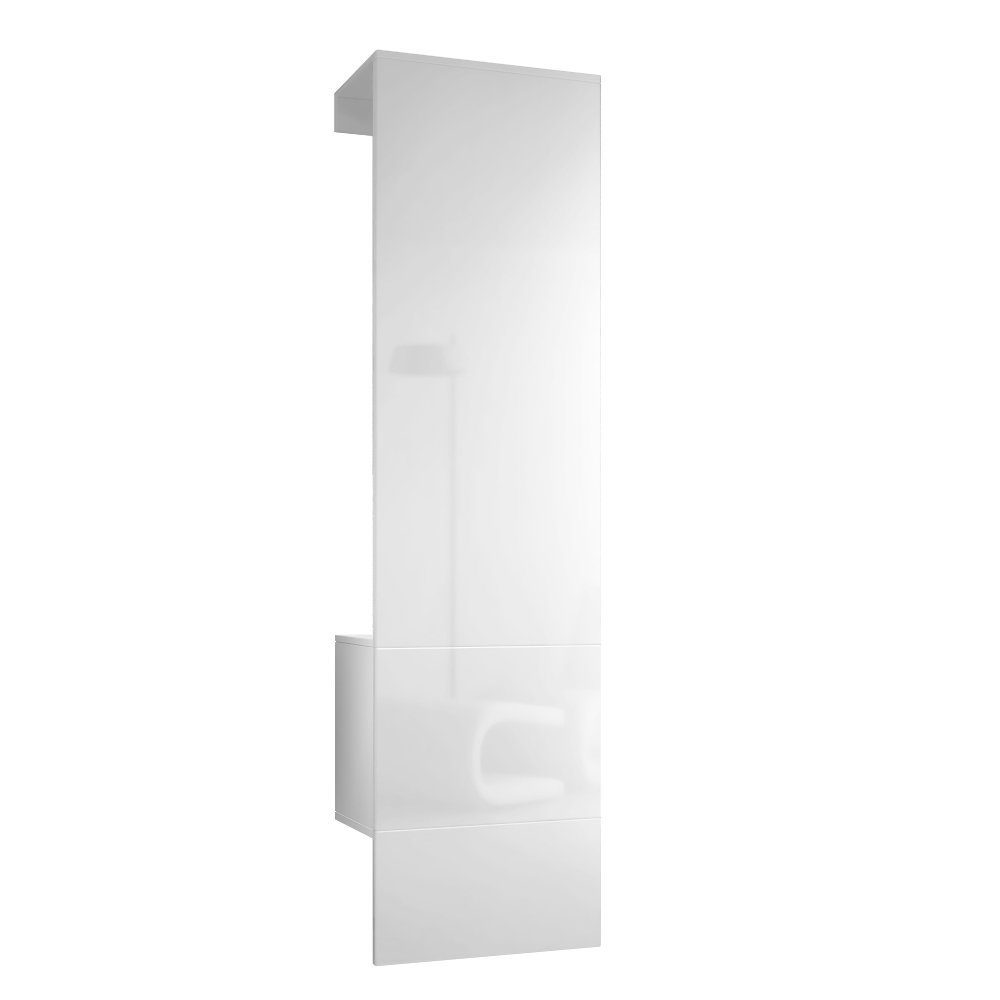 Vladon Шафи-Set Carlton, (Wandgarderobe bestehend aus, 1-St., mit integrierter Tür und 1 Kleiderstange), Weiß matt/Weiß Hochglanz (52 x 193 x 35 cm)