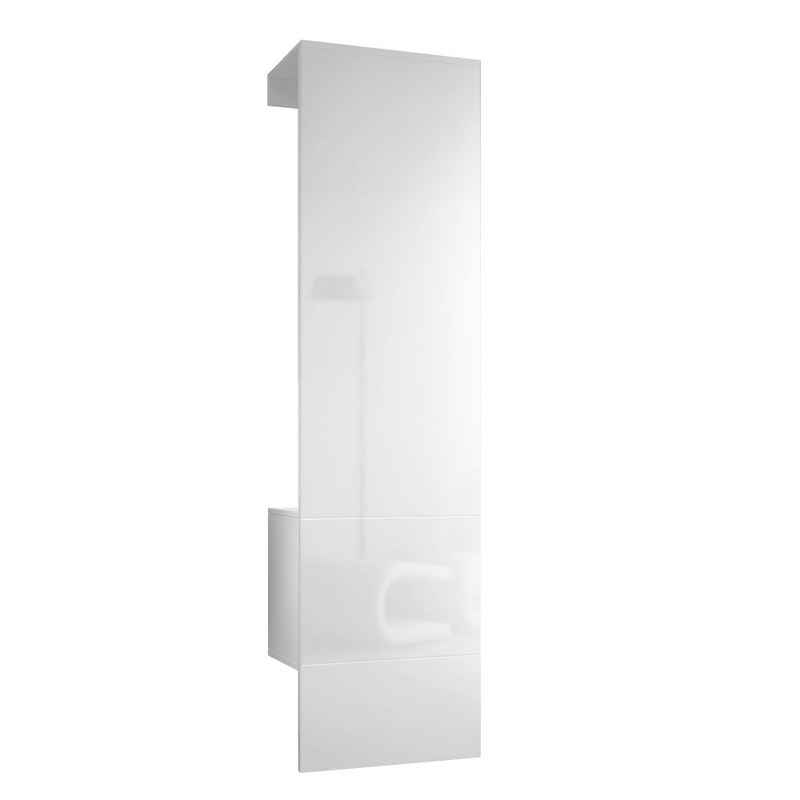 Vladon Garderoben-Set Carlton, (Wandgarderobe bestehend aus, 1-St., mit integrierter Tür und 1 Kleiderstange), Weiß matt/Weiß Hochglanz (52 x 193 x 35 cm)