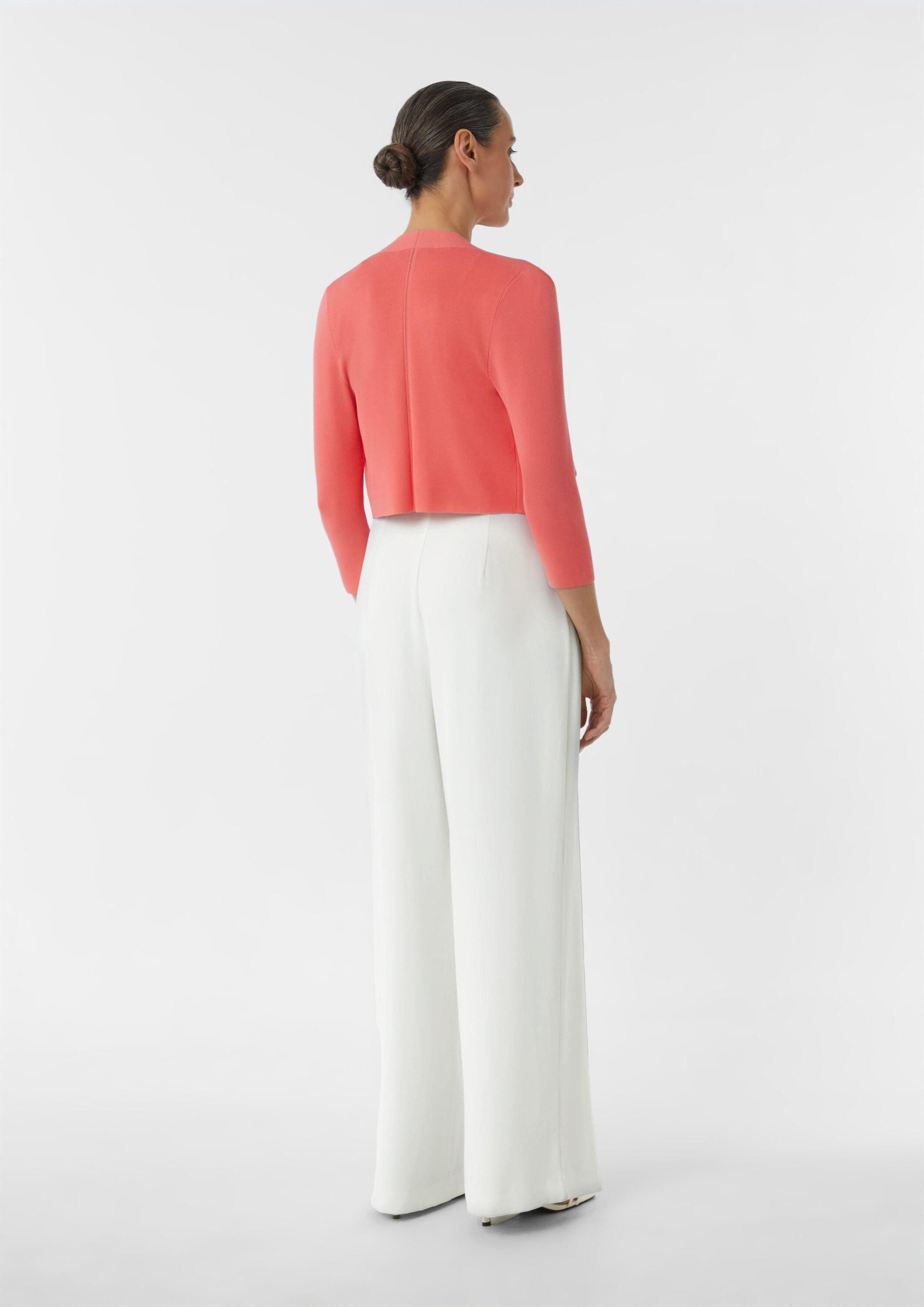 comma Cardigan Strickjacke Verkürzte Feinstrickjacke mit Ajours-Details am Rücken