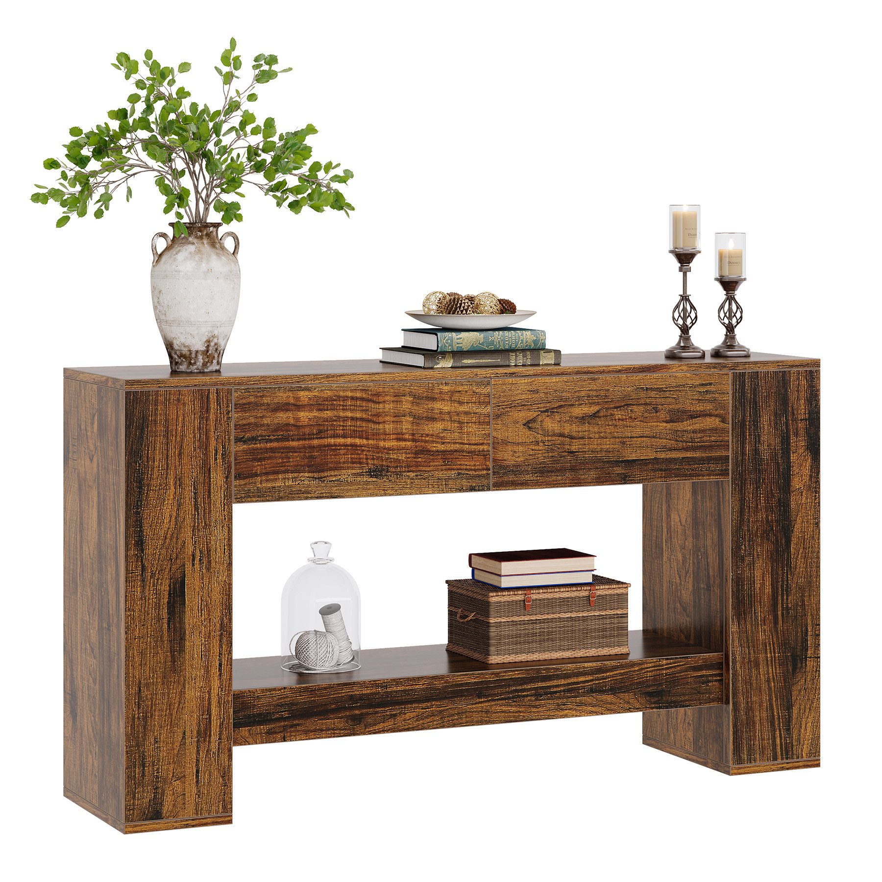 Tribesigns Konsolentisch mit 2 Schubladen, 2-stöckiger Eingangstisch, 140 x günstig online kaufen