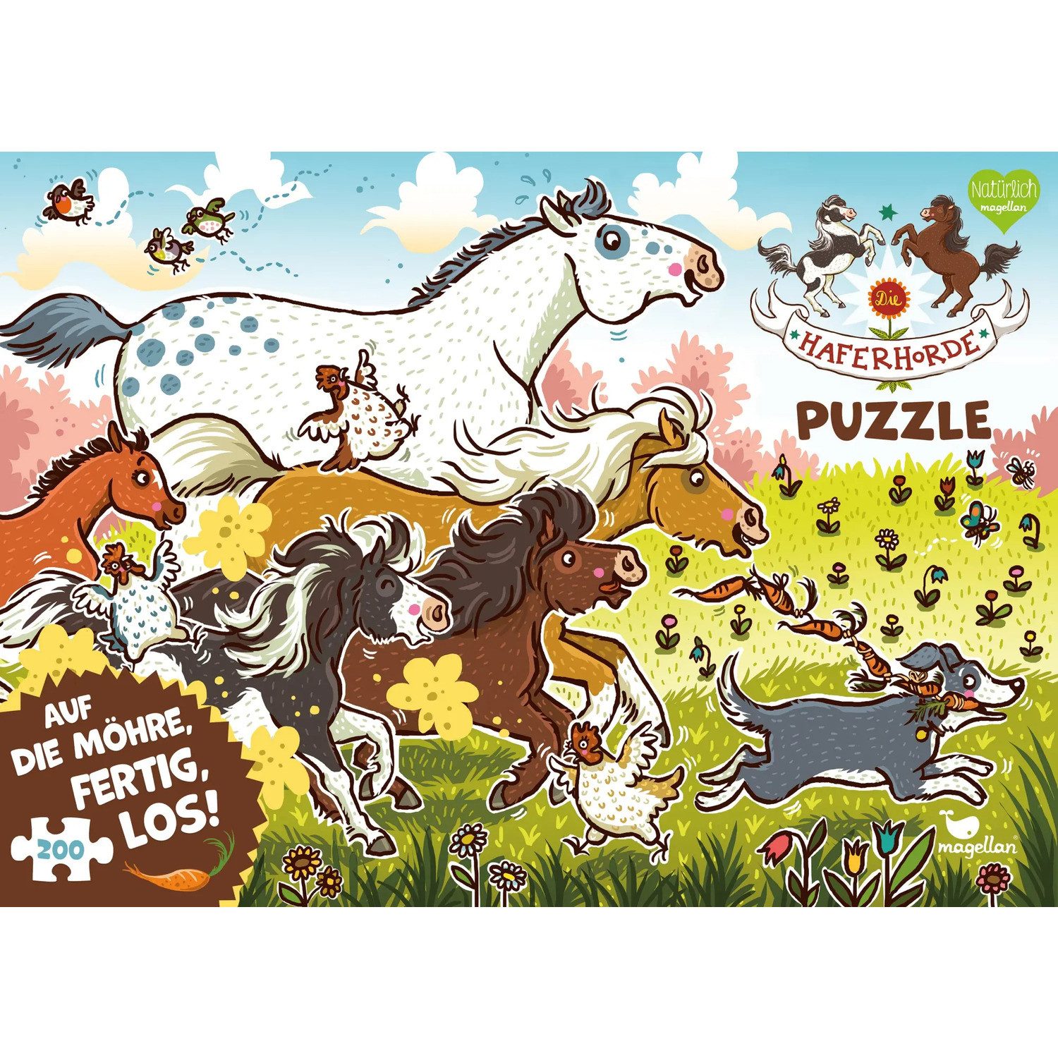 Magellan Puzzle Die Haferhorde Puzzle - Auf die Möhre, fertig, los! 200 Teile, 200 Puzzleteile