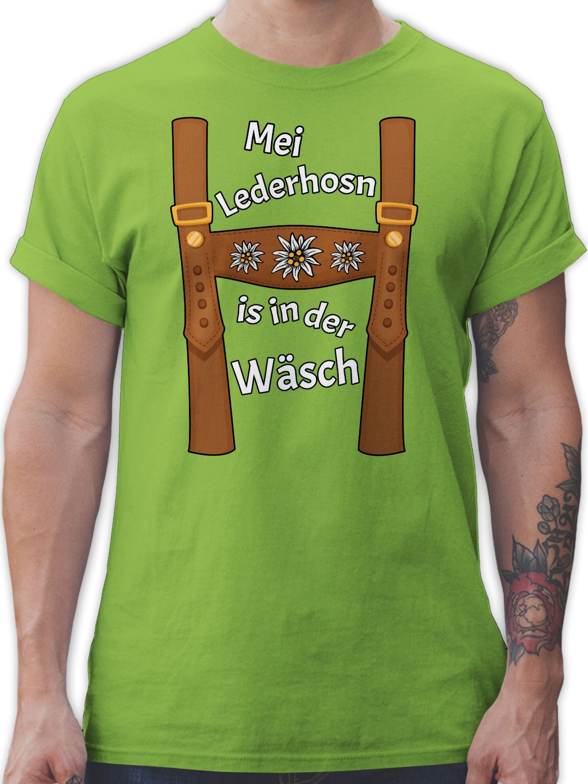 Shirtracer T-Shirt Meine Lederhose ist in der Wäsche - Mei Lederhosn is in da Wäsch Mode für Oktoberfest Herren 02 Hellgrün