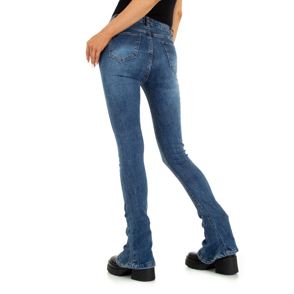 Freizeit Jeans Bootcut-Jeans Bootcut Stretch Damen Ital-Design Blau in