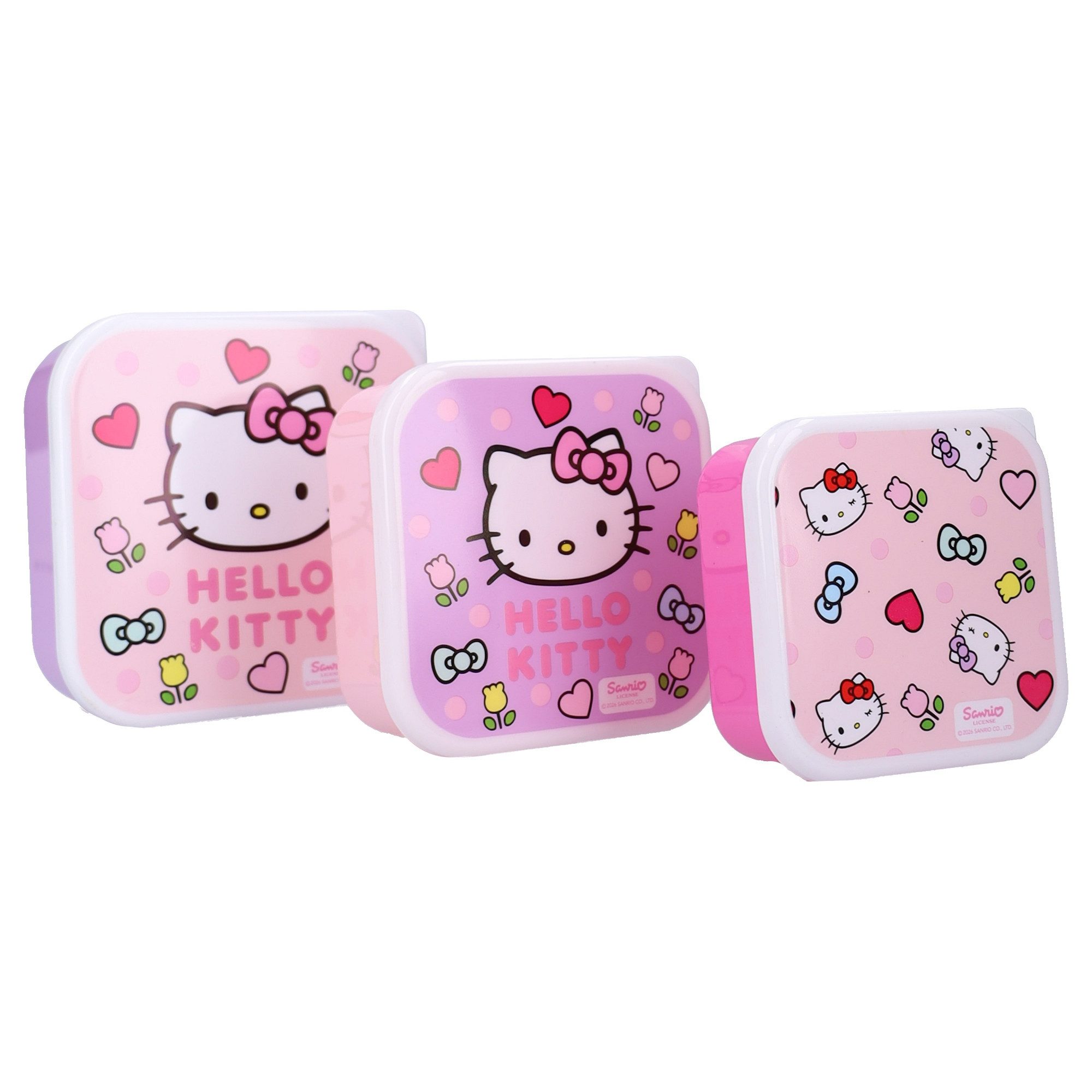 Hello Kitty Lunchbox Set Kinder Snackbox Brotdose 3 Stück Aufbewahrungsbox, (Set, 3-tlg)