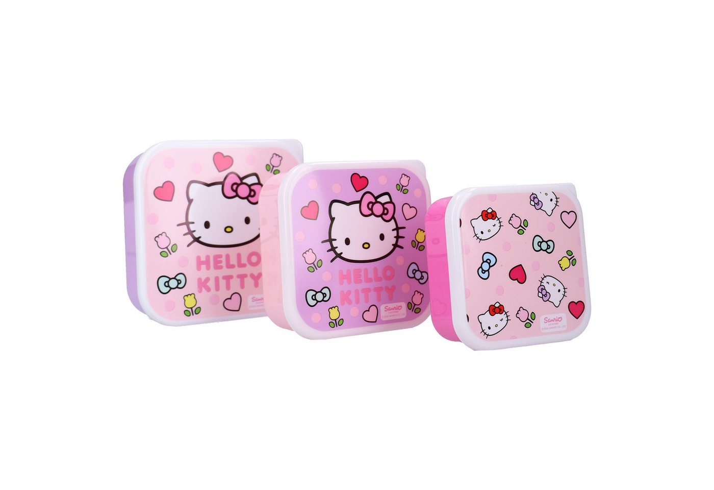 Hello Kitty Lunchbox Set Kinder Snackbox Brotdose 3 Stück Aufbewahrungsbox, (Set, 3-tlg)