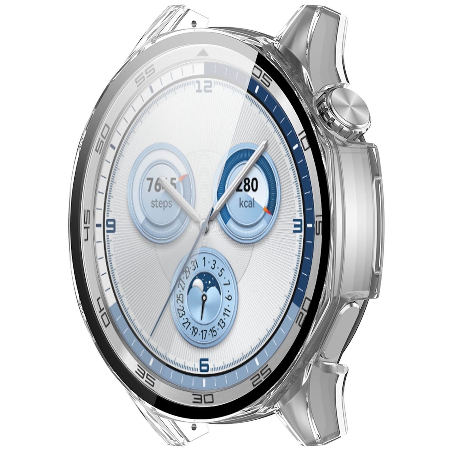 Wigento Smartwatch-Hülle Für Huawei Watch GT 5 46mm Kunststoff Hülle + H9 Hart Glas Transparent, Schutzhülle aus PC + Hart Glas für Rundumschutz