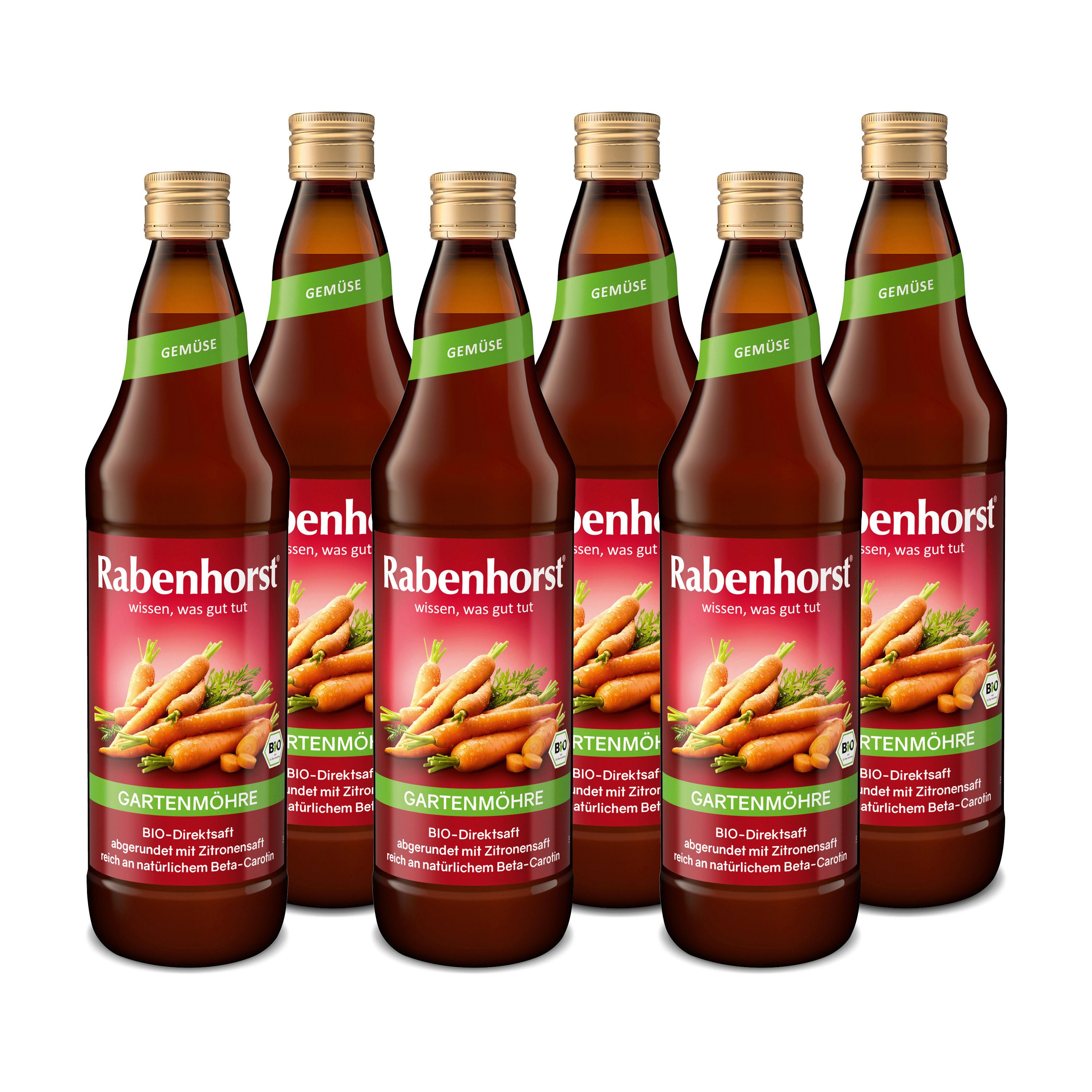 Haus Rabenhorst Saft RABENHORST Gartenmöhre BIO 6er Pack (6 x 700 ml), 0,7 l, 6 St.