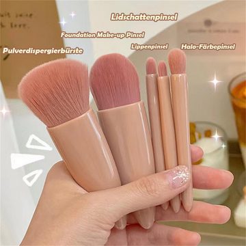 RefinedFlare Kosmetikpinsel-Set Tragbarer rosafarbener Mini-Make-up-Pinsel mit Spiegel und Etui