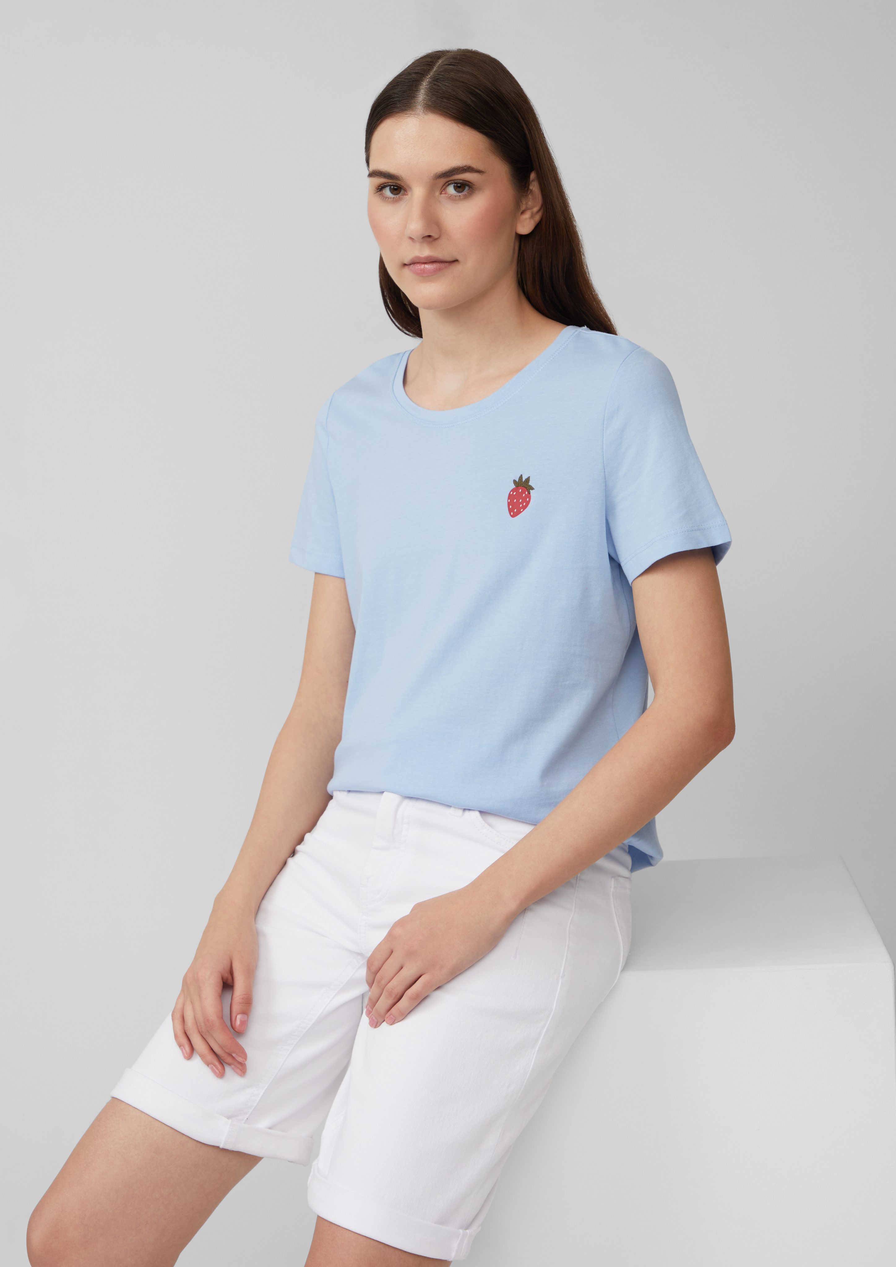 s.Oliver Kurzarmshirt Jersey-T-Shirt mit Stickerei Artwork günstig online kaufen