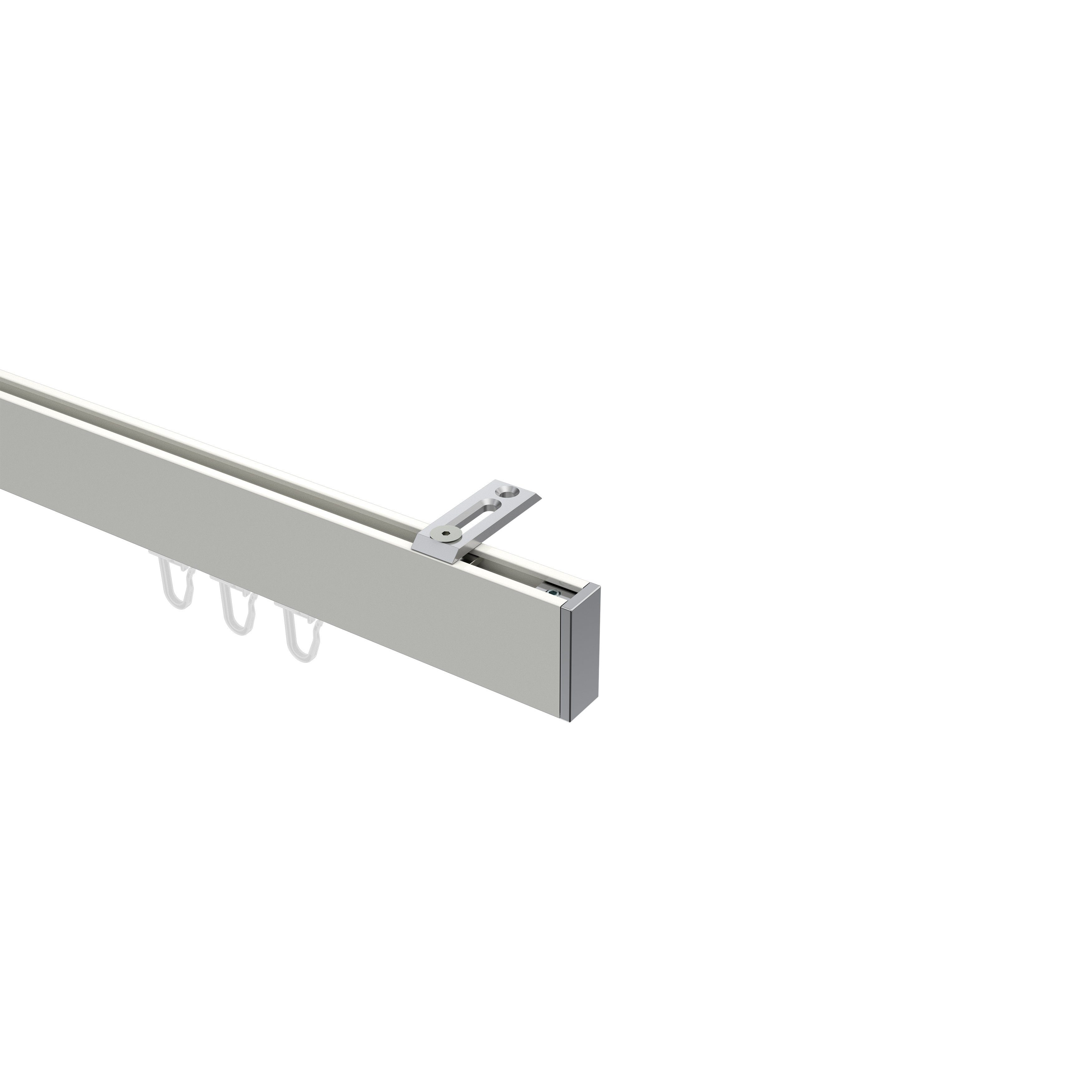 Gardinenstange Smartline Paxo, INTERDECO, 1-läufig, 14x35 mm, eckig, Deckenmontage, Weiß / Chrom