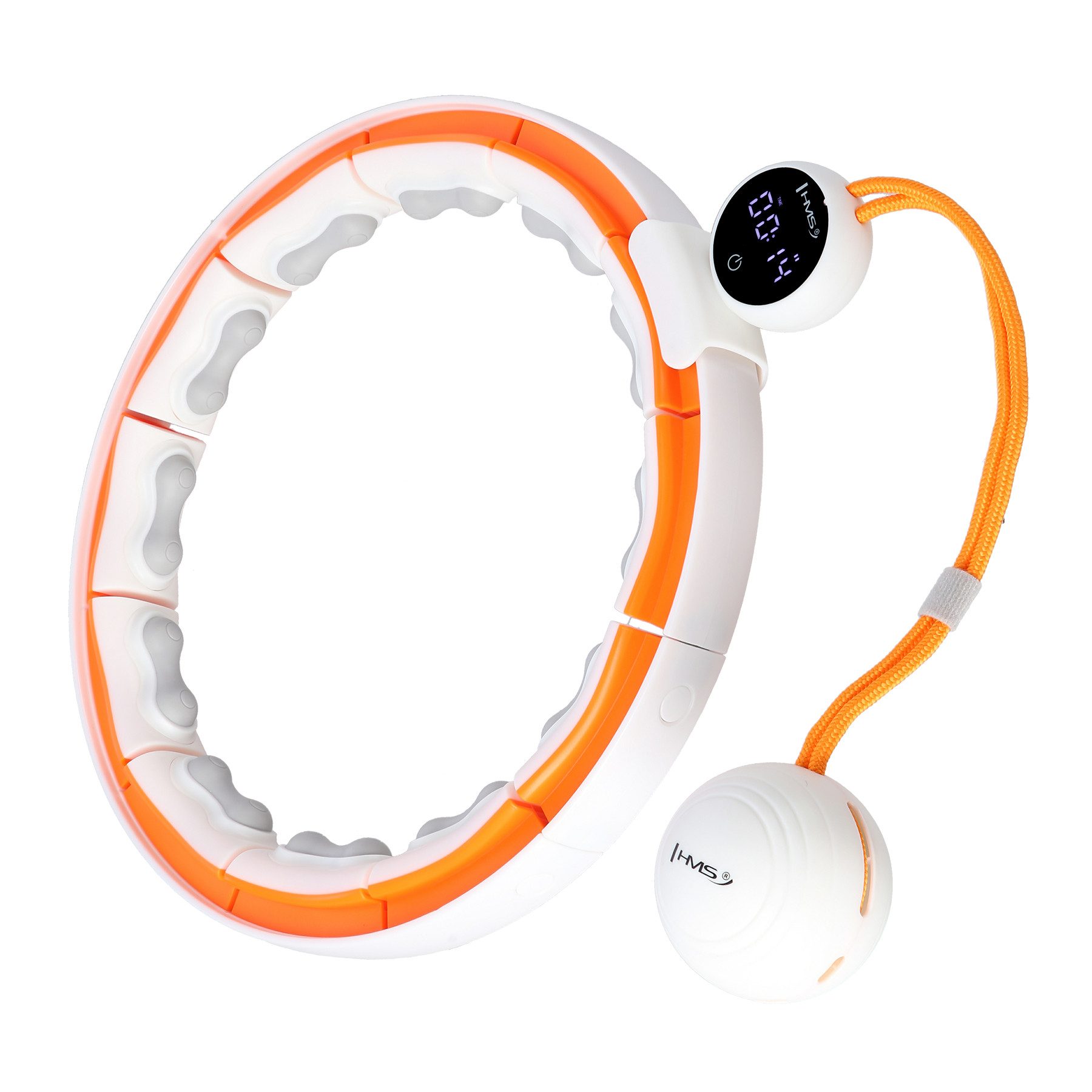 HMS Hula-Hoop-Reifen Hula Hoop mit Zähler und Schwerkraftball Fitnessgerät Fitnessring, verstellbar mit Massagepunkten & Zählerdisplay