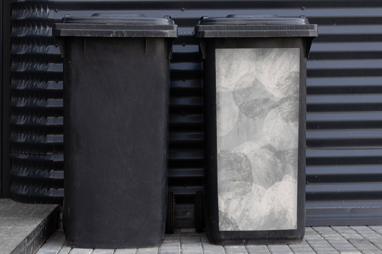MuchoWow Wandsticker Abstrakt Mülltonne, Malerei St), - Grau Farbe Abfalbehälter Sticker, - (1 - Container, Mülleimer-aufkleber