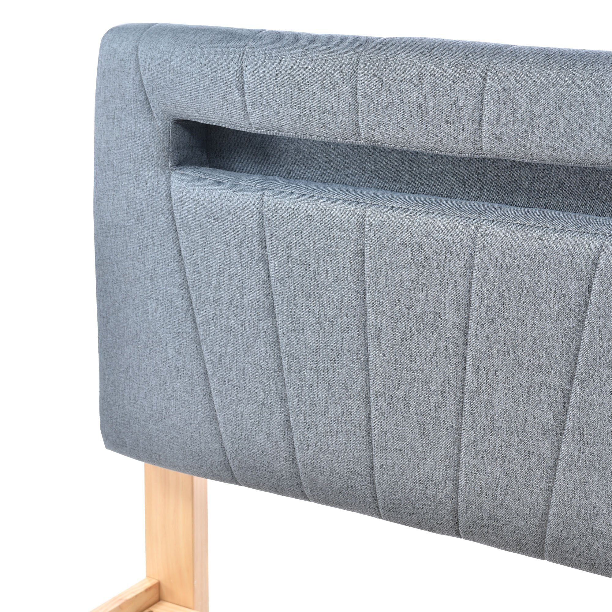 Massivholzbett (Einzelbett Jugendbett), mit LED-Beleuchtung & Polsterkopfteil, 90x200cm