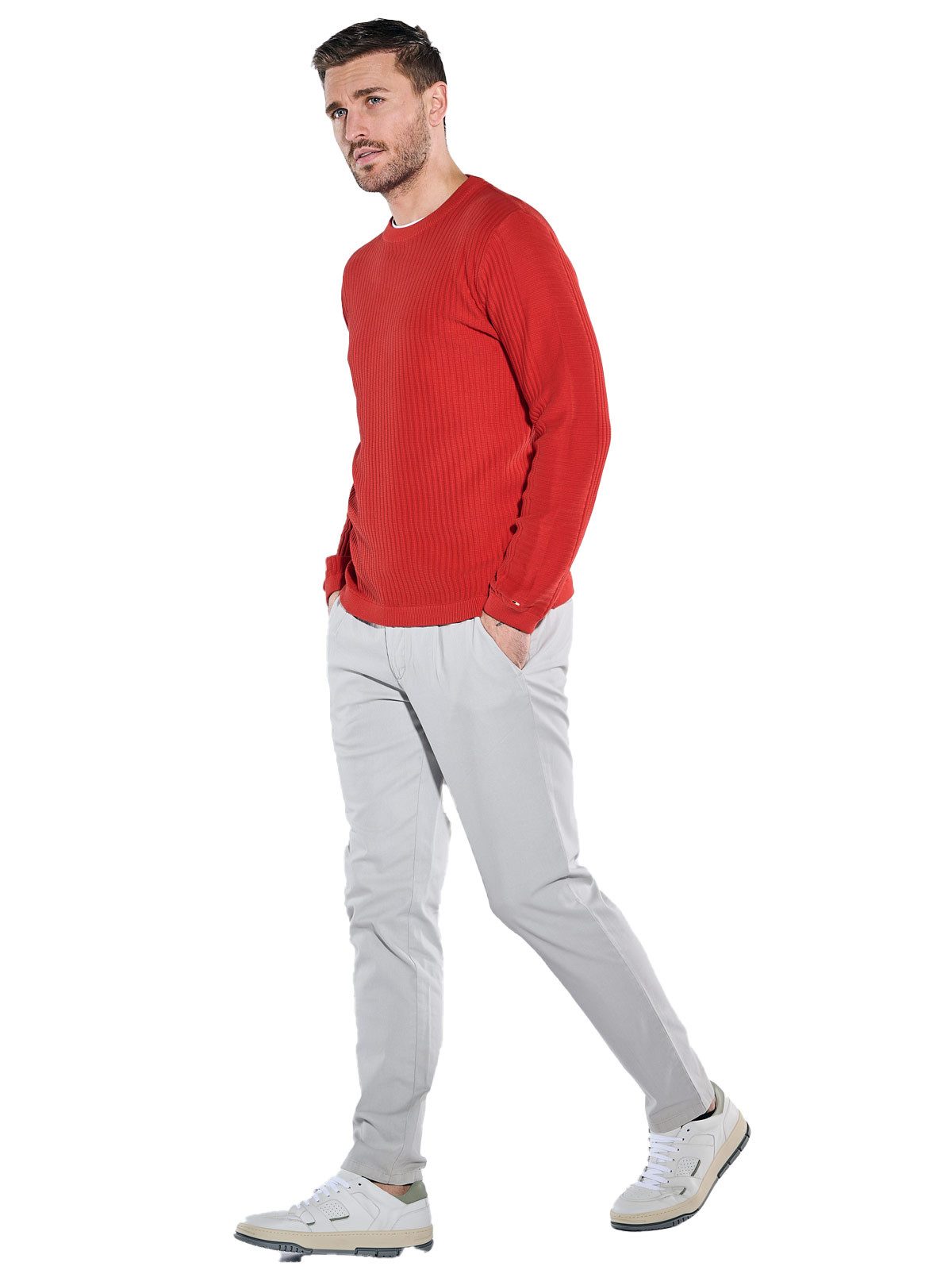 emilio adani Rundhalspullover Herren Pullover regular, Rot