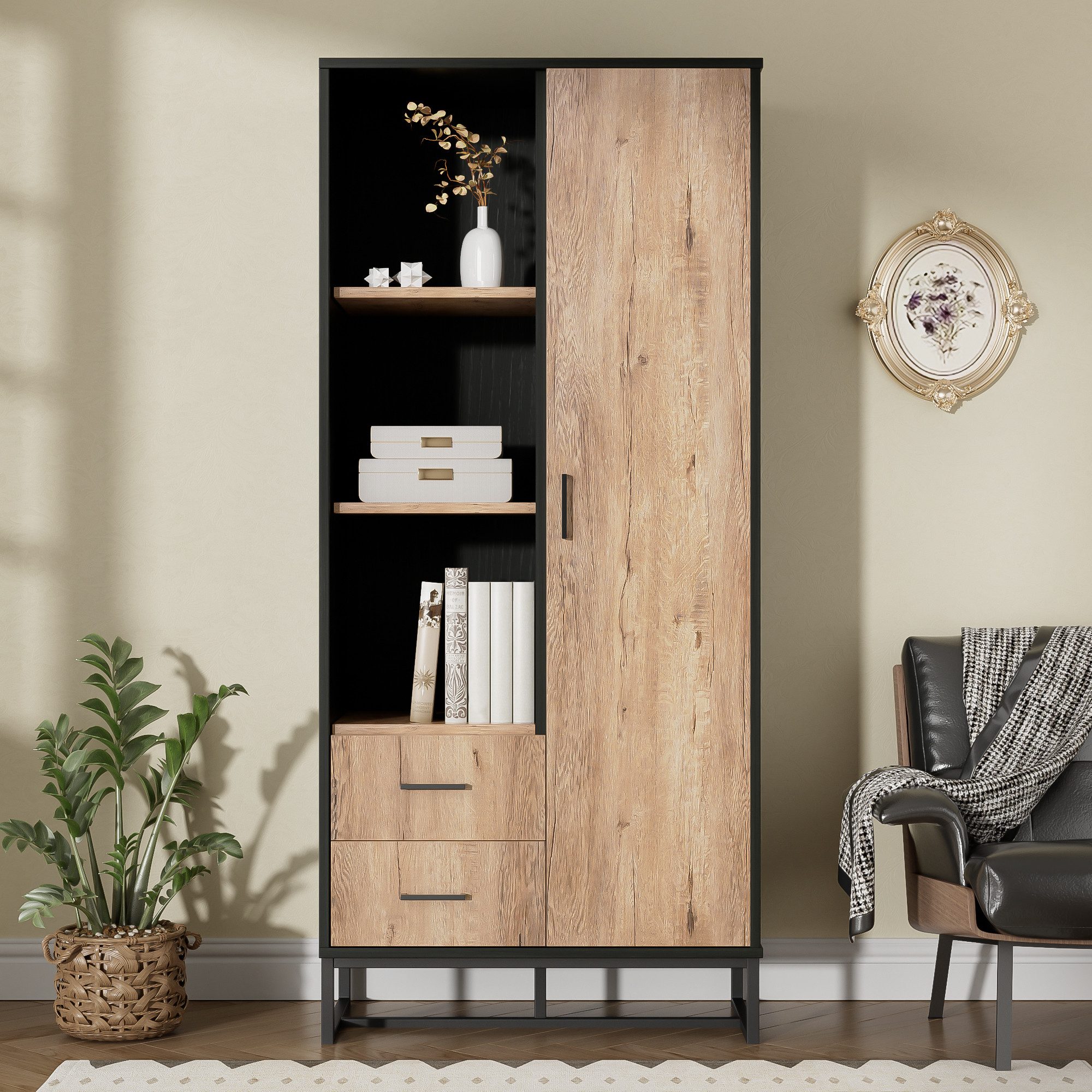 SOFTWEARY Bücherregal, Standregal, Bücherschrank, Hochschrank, Highboard, günstig online kaufen