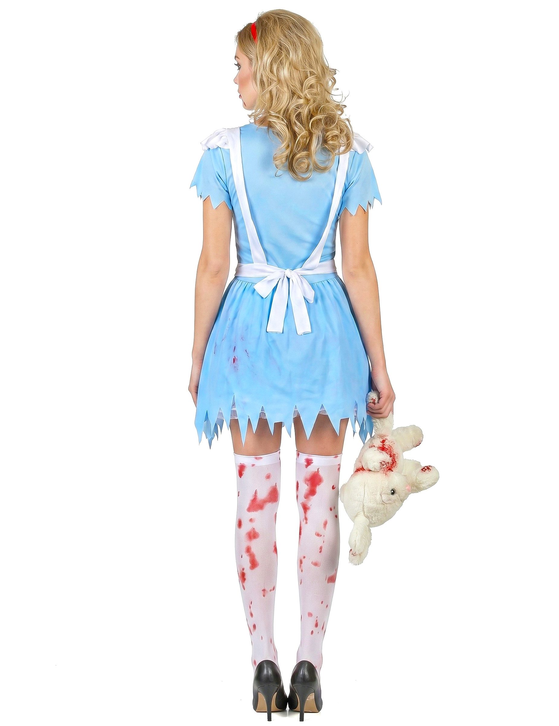 JADEO Kostüm Alice-Horrorkostüm Halloween-Damenkostüm blau-weiss