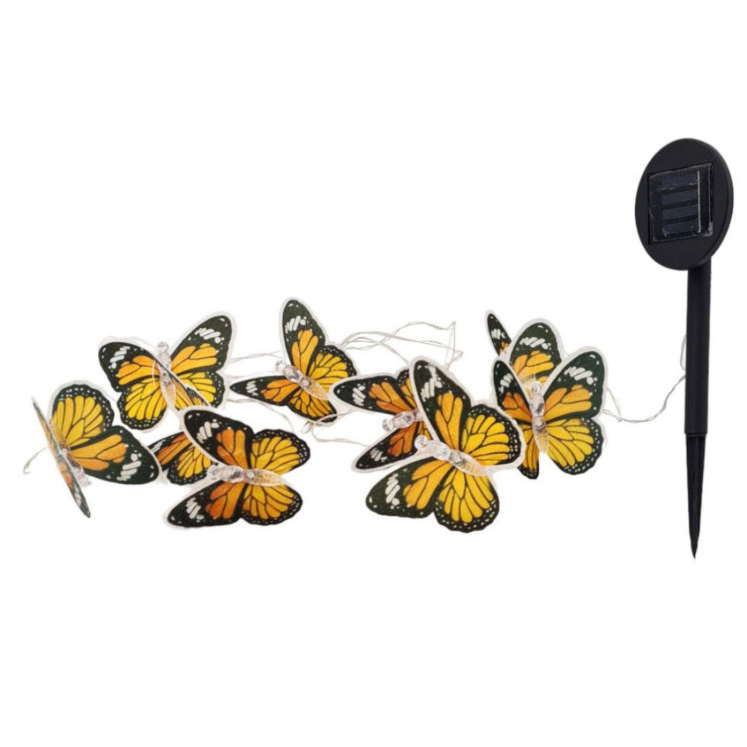 abc HOME LED-Lichterkette Schmetterlinge, LEDs, Solarpanel, Lichtsensor, 350 cm L