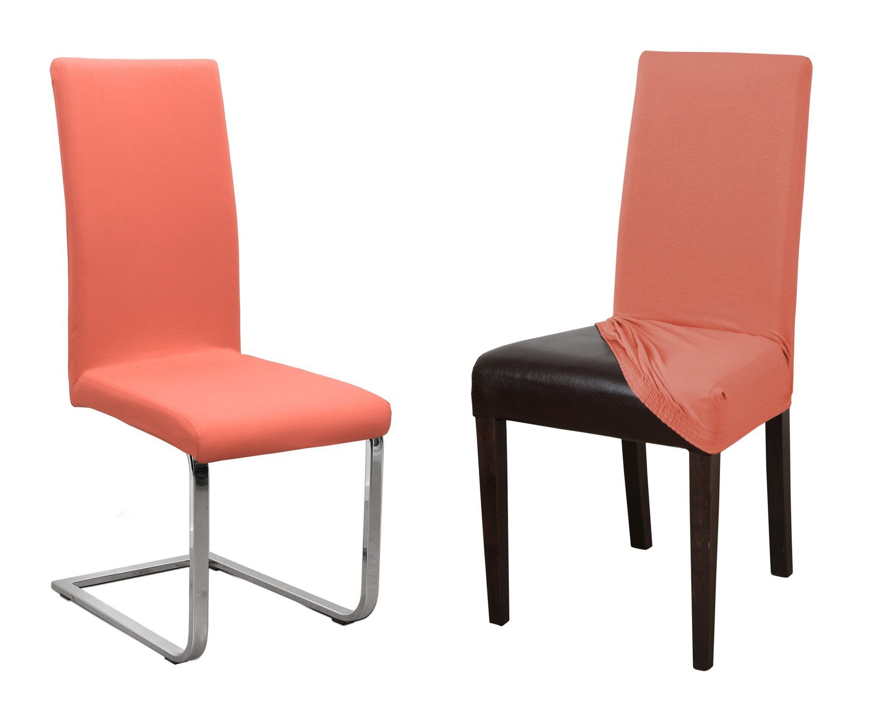 Beautex Stuhlhusse 2er Set Jersey Stuhlhusse, elastische Uni Stretch-Husse aus Baumwolle