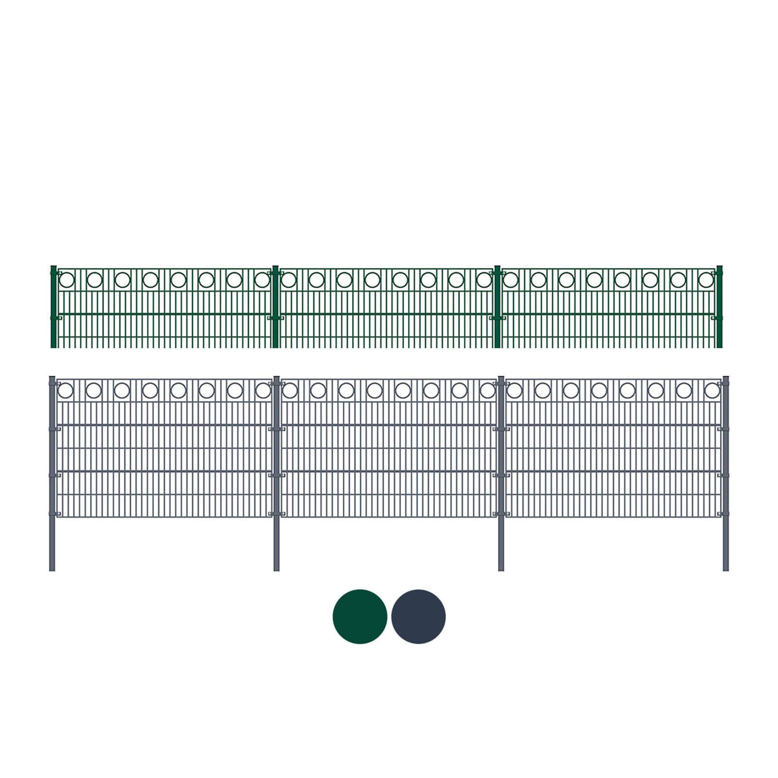 HOME DELUXE Doppelstabmattenzaun Doppelstabmattenzaun KREIS - Anthrazit, standfest und langlebig, stabil und robust