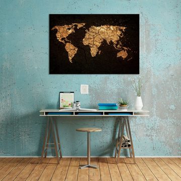 WallSpirit Leinwandbild "Grunge Weltkarte" - XXL Wandbild, Leinwandbild geeignet für alle Wohnbereiche