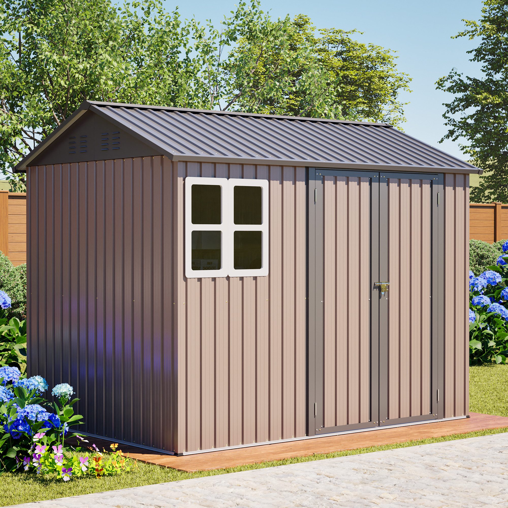 GIHAUVIA Gerätehaus Metall-Gartenhaus DIY Gerätehaus Outdoor Lagerung Wind-Regendicht .